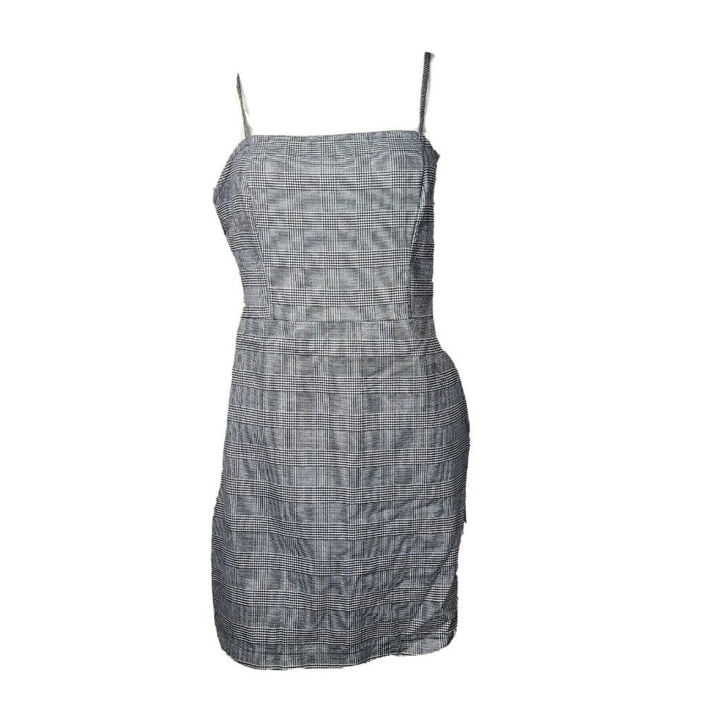 FOREVER 21 Black White Plaid Spaghetti Strap Zip Back Dress Womens Size L Large‎